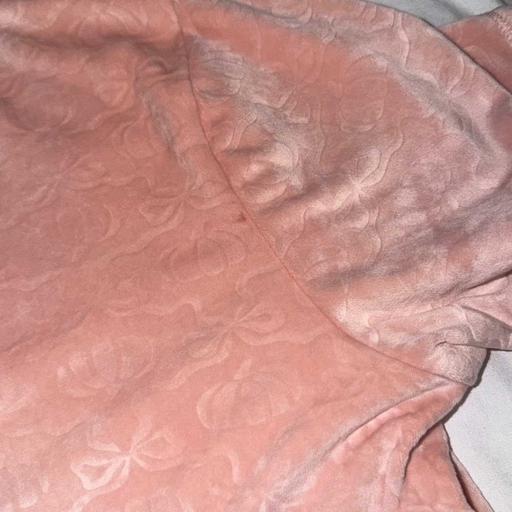Peach Velvet Short Sleeve Button-Up Pajama Set - Picture 4 of 7
